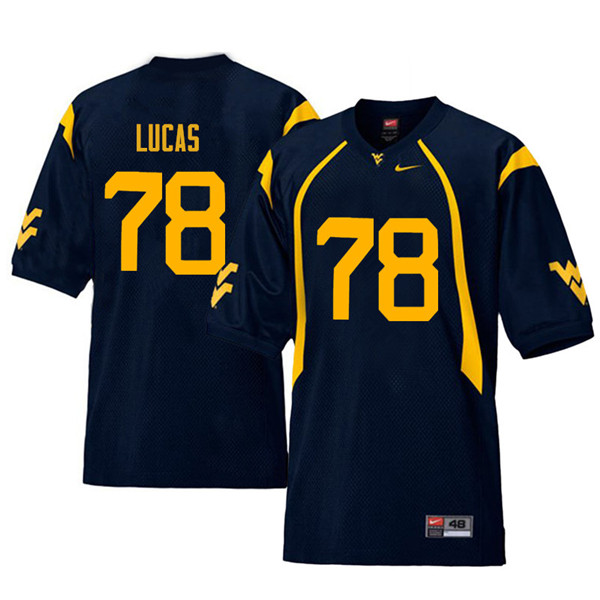 Men #78 Marquis Lucas West Virginia Mountaineers Retro College Football Jerseys Sale-Navy - Click Image to Close